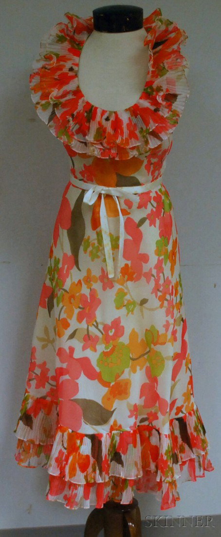 Vintage Pierre Cardin Floral Halter Dress, labeled: Vintage Pierre Cardin Floral Halter Dress, labeled, retailed by Stuarts Inc., Boston, approx. size medium.