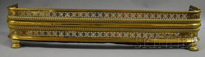Georgian Reticulated Brass Fireplace Fender, ht. : Georgian Reticulated Brass Fireplace Fender, ht. 9, wd. 48 1/2, dp. 10 in.
