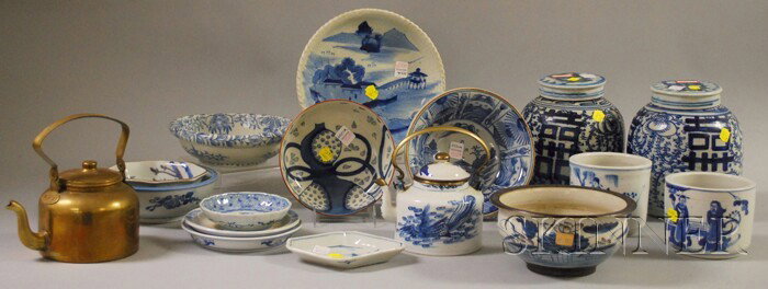 Sixteen Asian Blue and White Decorated Porcelain : Sixteen Asian Blue and White Decorated Porcelain Articles and Tableware Items.