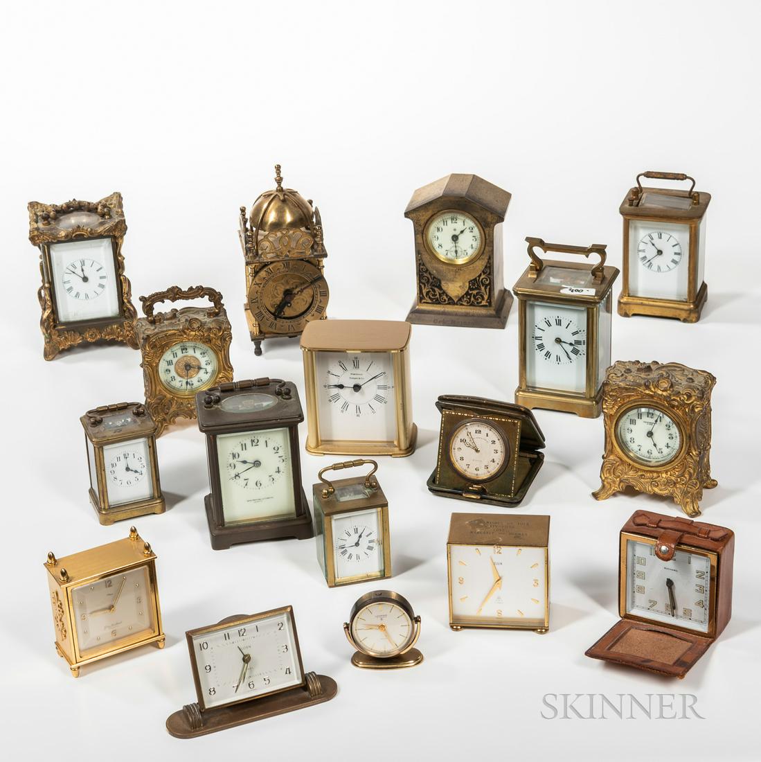 Seventeen American and European Carriage, Travel, and Desk Clocks (1 of 1)