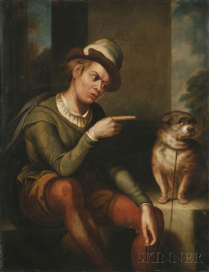 Dutch School, 19th Century, Naughty Boy, Unsigned,: Dutch School, 19th Century Naughty Boy Unsigned, with a label from C.W. Bullock & Son, Manchester (England), on the back of the frame. Oil on canvas, 36 x 28 in. (91.0 x 71.0 cm), framed.