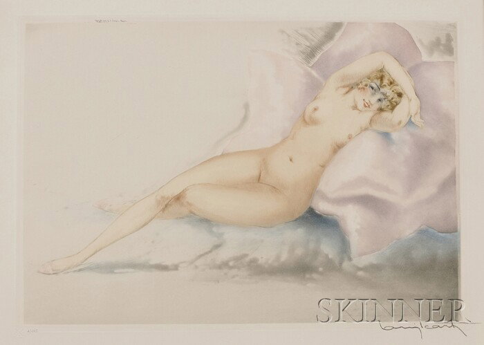 Louis Justin Laurent Icart (French, 1888-1950), Ri: Louis Justin Laurent Icart (French, 1888-1950) Rieuse Signed "Louis Icart" in pencil l.r., numbered "A 245" and dry stamped l.l., inscribed "Copyright 1930 by L. Icart-Paris" in the plate u.l.