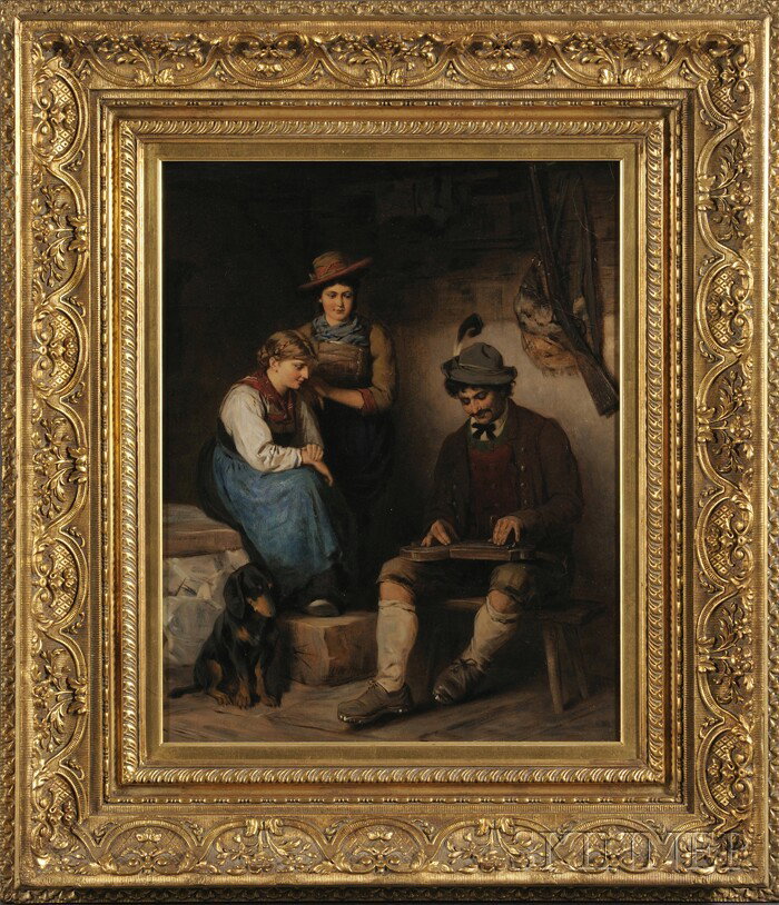 After Franz von Defregger (German, 1835-1921), The: After Franz von Defregger (German, 1835-1921) The Zither Player Unsigned. Oil on canvas, 24 5/8 x 19 1/2 in. (62.5 x 49.5 cm), framed. Condition: Craquelure, minor surface abrasions, minor