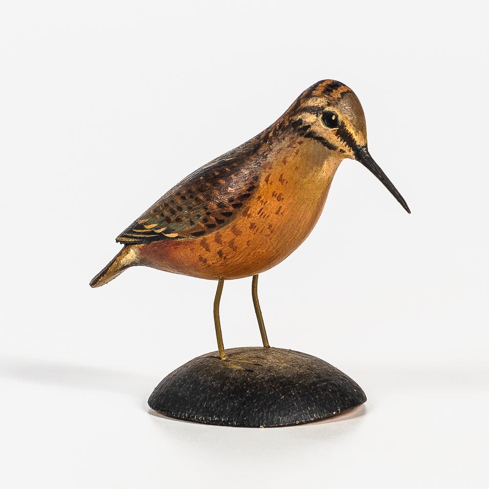 Carved and Painted Miniature Woodcock, A. Elmer Crowell, East Harwich, Massachusetts, early 20th (1 of 1)