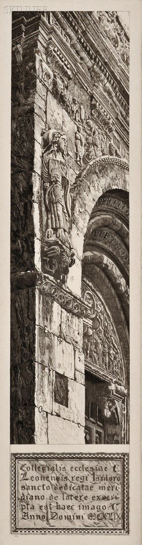 John Taylor Arms (American, 1887-1953) Lot of Two: John Taylor Arms (American, 1887-1953) Lot of Two Architectural Views: Chapiteau Gothique, 1926, first state of two, edition of 270 (Fletcher, 185); and Stone Tapestry, San Isidoro, Leon,