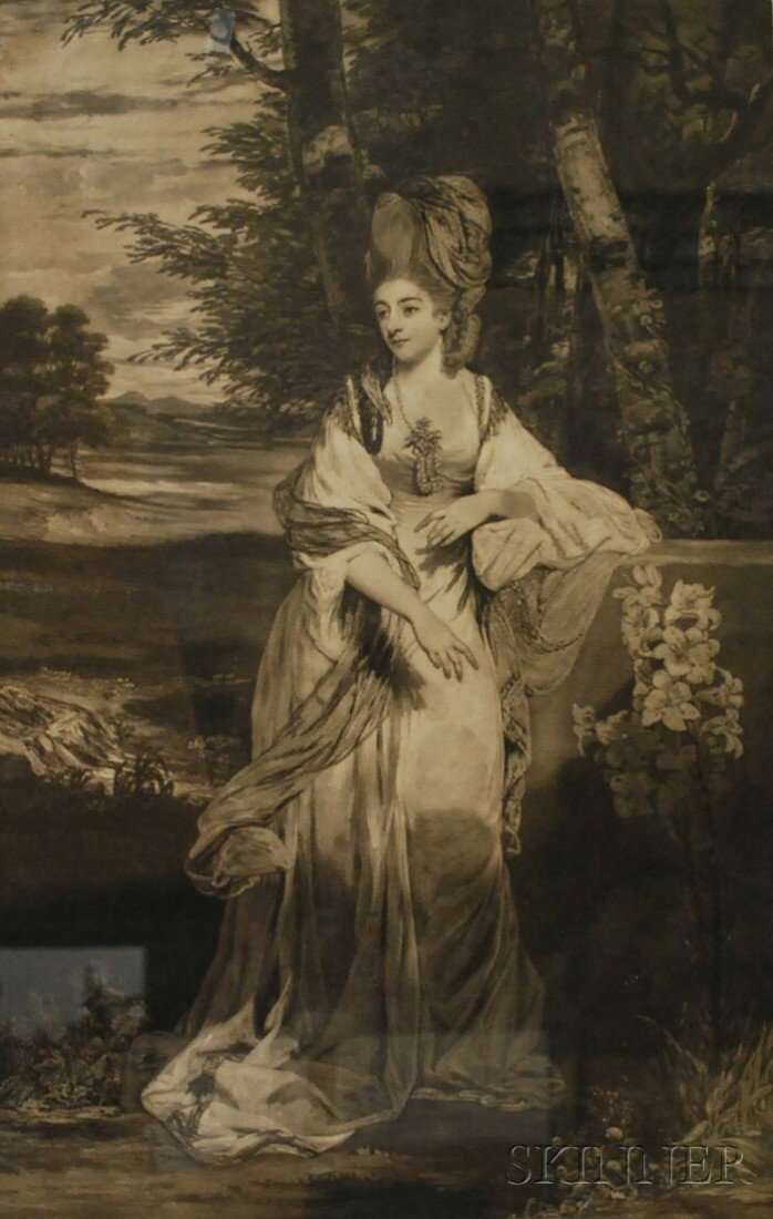 Thomas Watson (English, 1743-1781), After Thomas Ga: Thomas Watson (English, 1743-1781), After Thomas Gainsborough (English, 1727-1788) Portrait of Lady Bampfylde. Mezzotint, sight size 25 1/2 x 16 in., framed. Condition: Mat burn, not examined out of