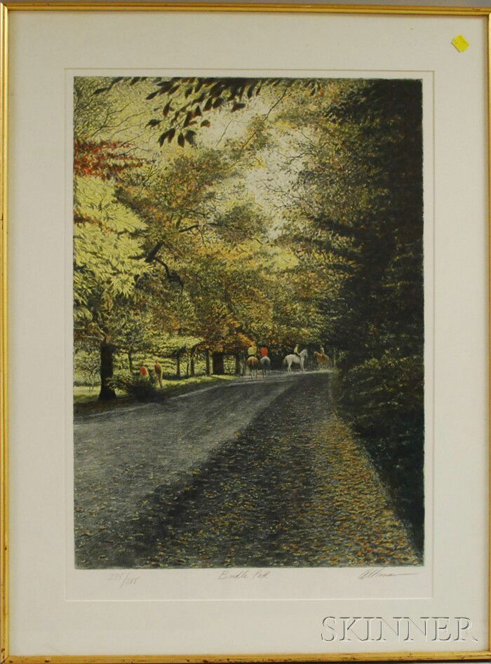Harold Altman (American/French, 1924-2003) Bridal P: Harold Altman (American/French, 1924-2003) Bridal Path. Signed "Altman" l.r., titled l.c., and numbered "175/285" l.l., impressed stamp "Mourlot/Paris" l.l. Colored lithograph, sight size 27 x 19 i