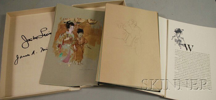 Jack Levine (American, 1915-2010) and James A. Mich: Jack Levine (American, 1915-2010) and James A. Michener (American, 1907-1997) Facing East Portfolio, Vol. I, II, published by Maecenas Press, Random House, New York, 1970. Numbered a