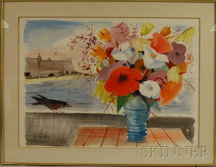 Charles Levier (American, 1920-2004) Still Life wi: Charles Levier (American, 1920-2004) Still Life with Flowers. Signed "Levier" l.l. Watercolor on paper, 22 3/4 x 32 in., framed. Condition: Not examined out of frame.