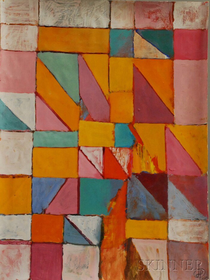 Irving B. Haynes (American, 1927-2005) Abstract, A: Irving B. Haynes (American, 1927-2005) Abstract, April 2005. Monogrammed and dated l.r., and identified on the reverse. Acrylic on paper, 24 x 18 in., unframed. Condition: Tack holes.