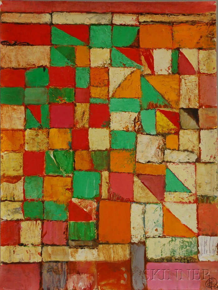 Irving B. Haynes (American, 1927-2005) Abstract, O: Irving B. Haynes (American, 1927-2005) Abstract, October 2004. Monogrammed and dated l.r., and identified on the reverse. Acrylic on paper, 24 x 18 in., unframed. Condition: Tack holes.