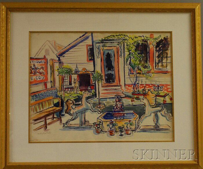 Dorothy H. Shurtleff (American, 20th Century) Anti: Dorothy H. Shurtleff (American, 20th Century) Antiques, Cape Cod. Signed "Dorothy Shurtleff" l.l. Watercolor on paper, sight size 20 x 26 in., framed. Condition: Staining, foxing, not examined ou