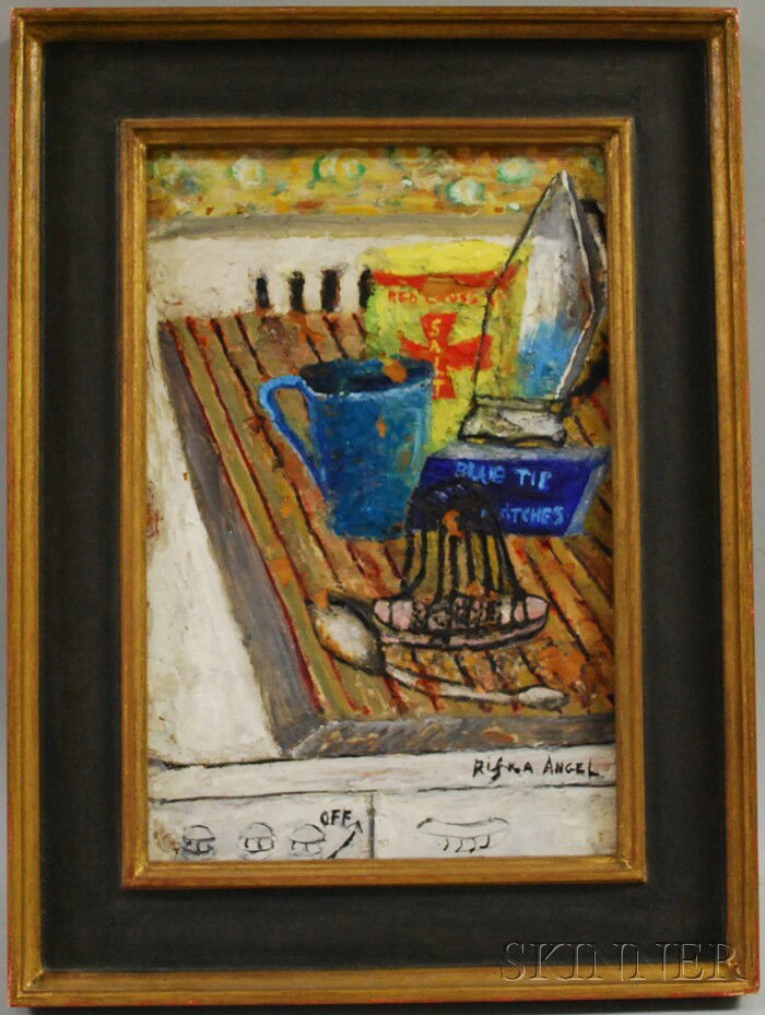 Rifka Angel (American, 1899-1986) Still Life. Sign: Rifka Angel (American, 1899-1986) Still Life. Signed "Rifka Angel" l.r., inscribed on the reverse, identified and dated "...ca. 1950..." on a label from Robert Henry Adams Fine Art, Chicago, affixed t