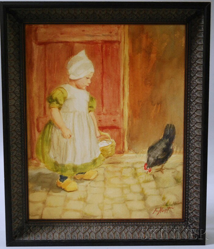 Esther A. Hunt (American, 1875-1921) Lot of Two Wa: Esther A. Hunt (American, 1875-1921) Lot of Two Watercolors of Dutch Girls. Signed l.r. and l.l., respectively. Sight sizes to 13 x 9 3/4 in., framed. Condition: Foxing, toning. Provenance: