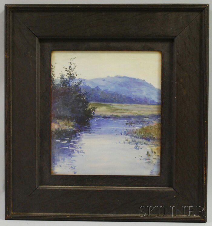 Eben Farrington Comins (American, 1875-1949) Morni: Eben Farrington Comins (American, 1875-1949) Morning Stream. Signed "Eben F. Comins, 1905" l.l. Watercolor, sight size 9 x 8 in., framed. Condition: Slight toning, not examined out of frame.