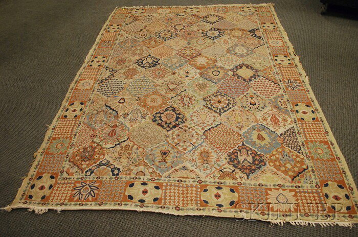 Needlepoint Rug, 20th century, 8 ft. 8 in. x 6 ft.: Needlepoint Rug, 20th century, 8 ft. 8 in. x 6 ft.