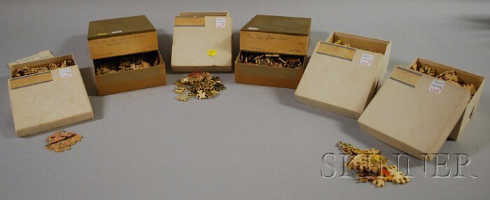 Six Print-clad Wooden Jig-saw Puzzles and a Puzzl: Six Print-clad Wooden Jig-saw Puzzles and a Puzzle Board, The Best Friend, Charleston, South Carolina, Jefferson Memorial in Spring, Washington, D.C., The Parade, Kandy, Ceylon, Currier & Iv