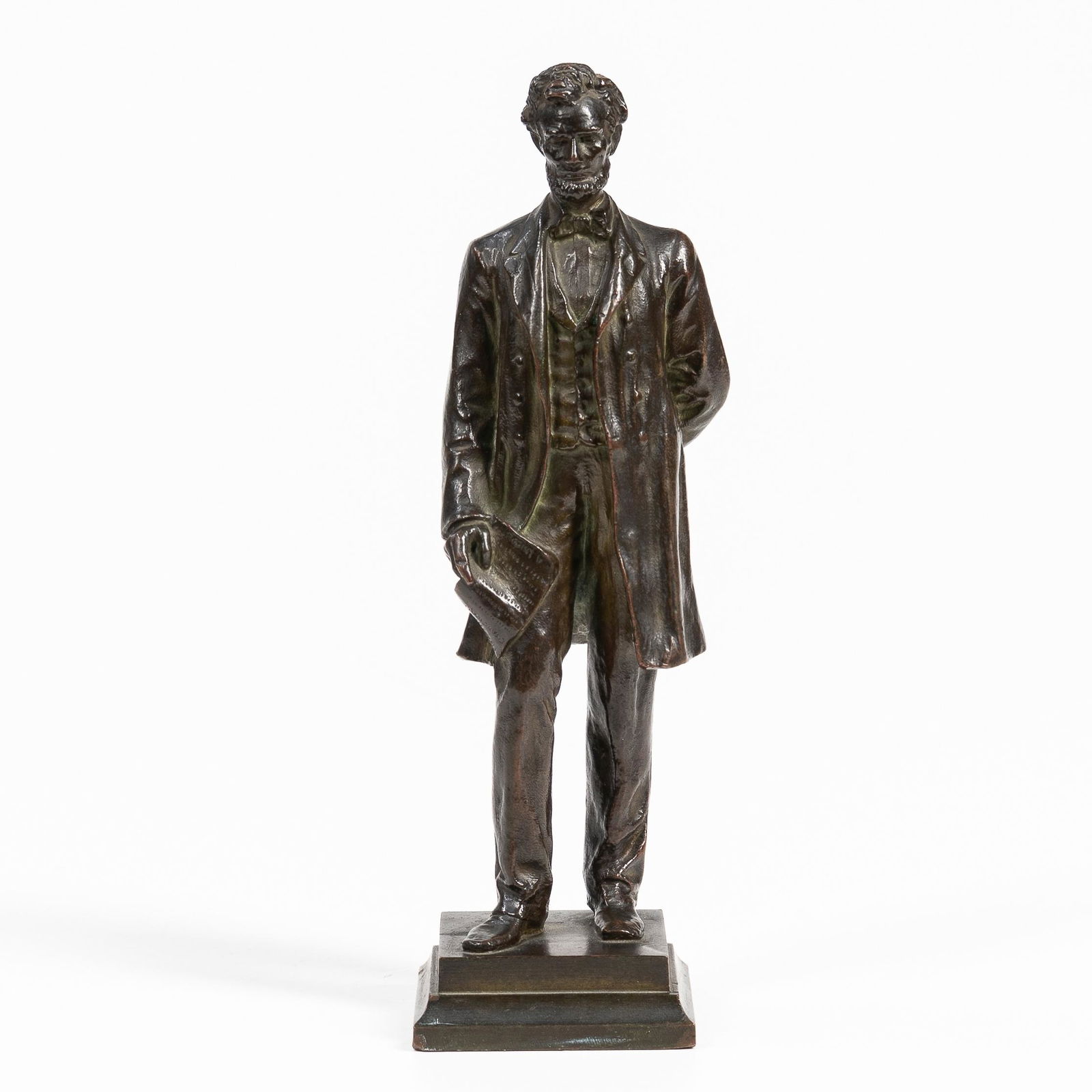 George Edwin Bissell (1839-1920) Lincoln Holding a Copy of the Proclamation of Emancipation heig...: George Edwin Bissell (1839-1920) Lincoln Holding a Copy of the Proclamation of Emancipation stamped 'GEO.E.BISSELL/SC/COPYRIGHT 1898/GORHAM CO. Q4...' (along the back edge of the base) bronze with bro