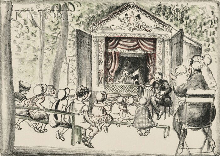 Mabel Dwight (American, 1876-1955) Guignolette (New: Mabel Dwight (American, 1876-1955) Guignolette (New York), 1927, edition of 75 (Robinson & Pirog, 17). Signed, inscribed, and dated "Mabel Dwight - Paris 1927" in pencil l.r. Color lithograph on chine