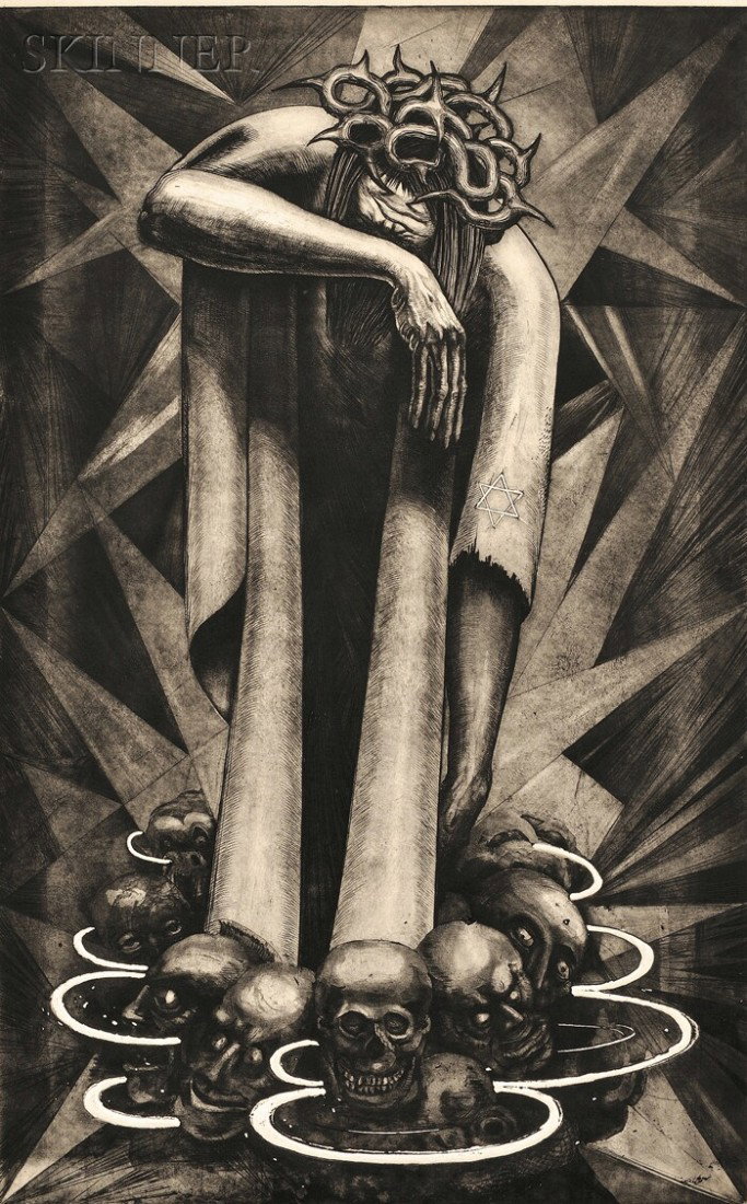 Leo Katz (Austrian/American, 1887-1982) Year One A.: Leo Katz (Austrian/American, 1887-1982) Year One A.B., 1946, edition of 50. Dated and signed "1946 Leo Katz" in pencil l.r., titled in pencil l.c., numbered "9/50" in pencil l.l. Etching with soft gro