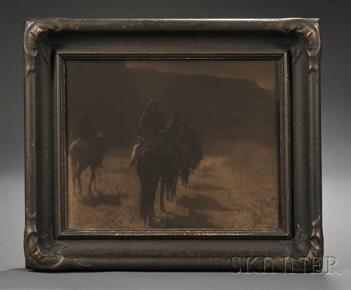 Edward S. Curtis, framed Orotone The Vanishing Rac: Edward S. Curtis, framed Orotone The Vanishing Race, original batwing frame, signed l.r., image 13 x 10 1/2 in.