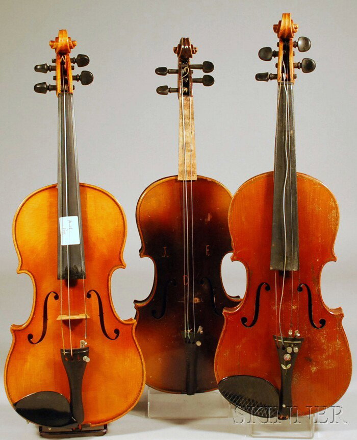 Three Child's German Violins.: Three Child's German Violins.