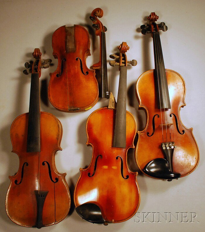 Four Restorable Child's Violins.: Four Restorable Child's Violins.