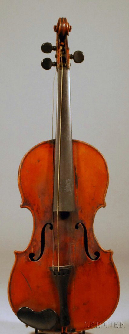 French Violin, JTL, c. 1880, labeled ...P MANTEGAZZ: French Violin, JTL, c. 1880, labeled ...P MANTEGAZZA..., length of back 360 mm.