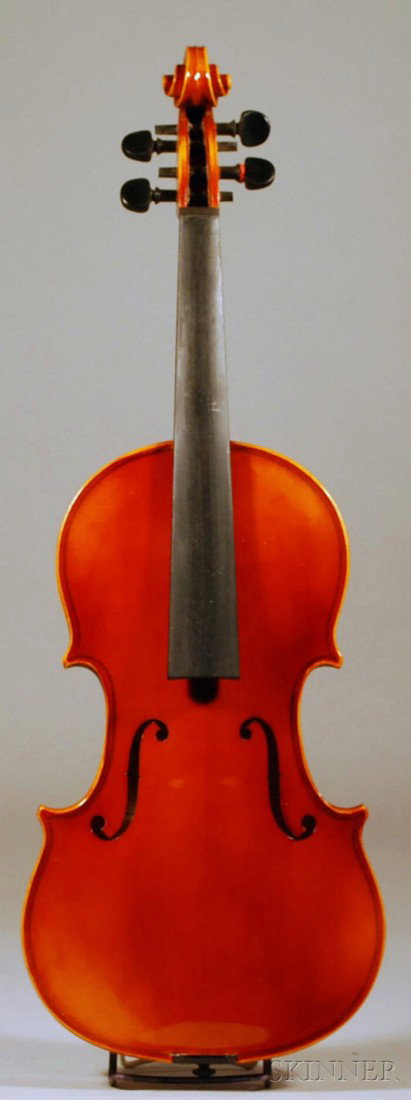 Modern Violin, Anton Schroetter, Mittenwald, c. 197: Modern Violin, Anton Schroetter, Mittenwald, c. 1975, length of back 333 mm.