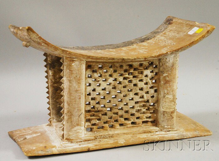 Ashanti Carved Wood Stool, (damage).: Ashanti Carved Wood Stool, (damage).