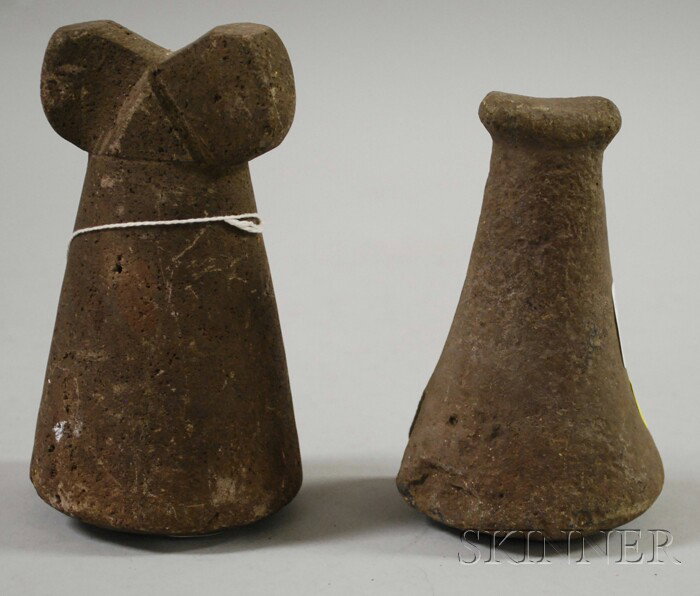 Two Polynesian Carved Stone Pounders.: Two Polynesian Carved Stone Pounders.