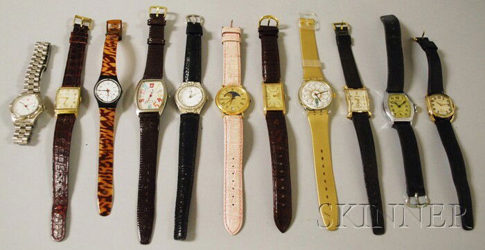 Group of Mostly Vintage Wristwatches, including Ha: Group of Mostly Vintage Wristwatches, including Hamilton, Benrus, Bulova, Franck Muller, and Elgin.