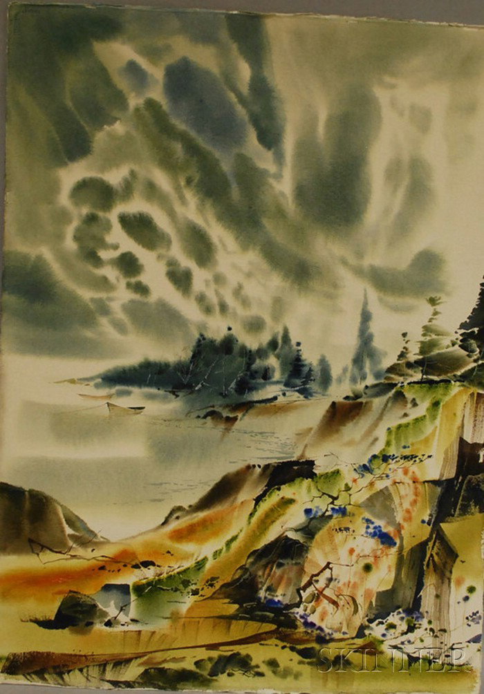 Laurence Philip Sisson (American, b. 1928) Clouds : Laurence Philip Sisson (American, b. 1928) Clouds and Wild Flowers. Signed "L. Sisson" l.l., titled in pencil and identified on a label on the reverse. Watercolor on paper, sheet size 30 x 22 in.,