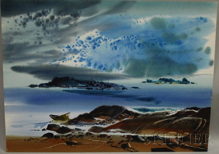 Laurence Philip Sisson (American, b. 1928) Linekin: Laurence Philip Sisson (American, b. 1928) Linekin Bay. Signed "L. Sisson" l.l., titled in pencil and identified on labels on the reverse. Watercolor on paper, 21 3/4 x 29 3/4 in., unmatted, unfram