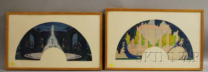 Robert Bonfils (French, 1886-1972) Lot of Two Lune: Robert Bonfils (French, 1886-1972) Lot of Two Lunette Studies. Signed "Robert Bonfils" l.l. and l.r., respectively. Watercolor and graphite on paper, sheet sizes to 9 x 18 1/4 in., framed. Condition: