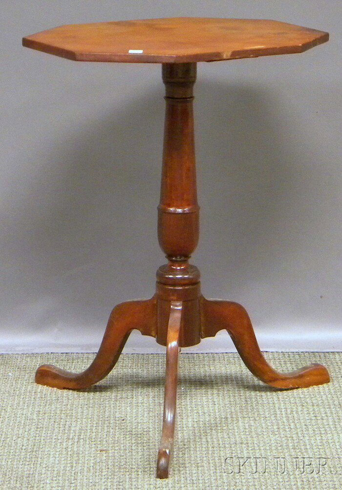 Country Federal Octagonal Birch and Walnut Candles: Country Federal Octagonal Birch and Walnut Candlestand.