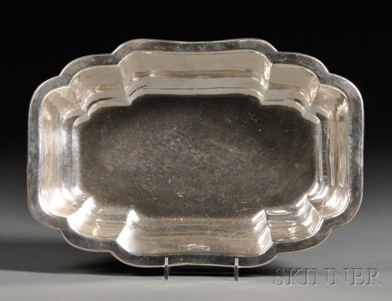German Arts & Craft Silver Serving Dish, early 20t: German Arts & Craft Silver Serving Dish, early 20th century, Louis Werner, maker, .830 fine, shaped ovoid, with overall hammered surface, lg. 12 1/4 in., approx. 17 troy oz.