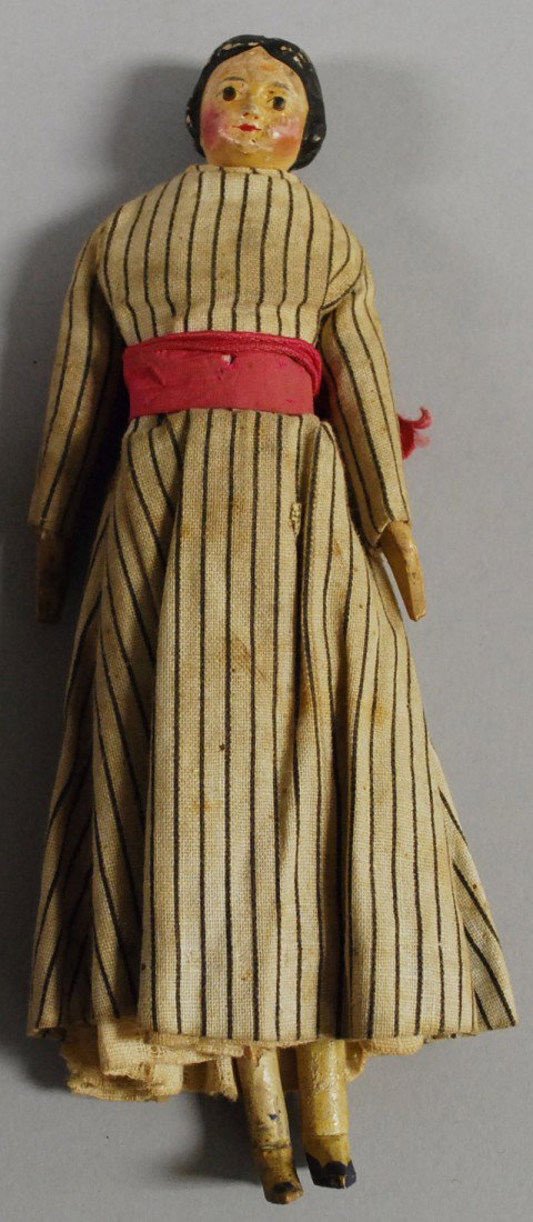 Small Papier-mache "Milliner's Model" Doll, Germany: Small Papier-mache "Milliner's Model" Doll, Germany, 1850s, kid body, wooden limbs, ht. 6 3/4 in.