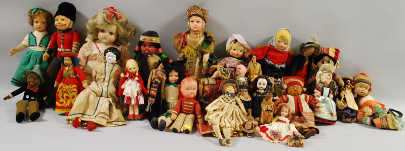 Approximately Thirty Miscellaneous Dolls, including: Approximately Thirty Miscellaneous Dolls, including 14-in. black-haired china lady, two Lenci dolls, two Norah Wellings, 16-in. Madame Alexander composition Baby McGuffey, the remainder assorted inter