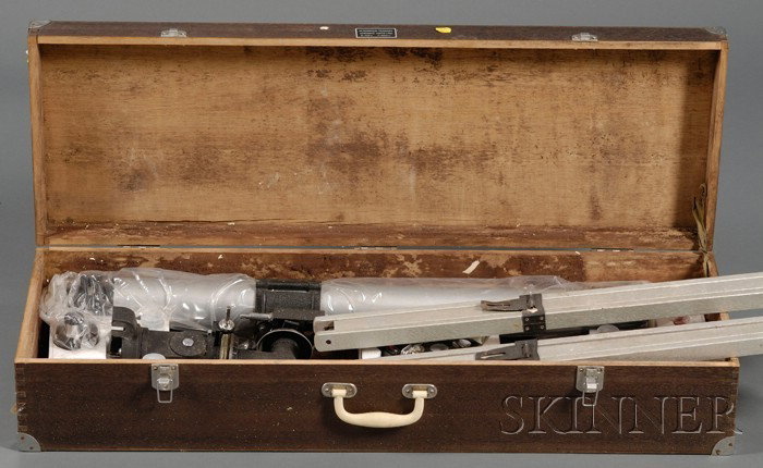 60mm Equatorial Refractor Telescope by Asanuma, wi: 60mm Equatorial Refractor Telescope by Asanuma, with 32-in. metal tube, sighting scope, rack and pinion focus, flexible cable control for declination and ascension, wooden tripod, and carrying case.