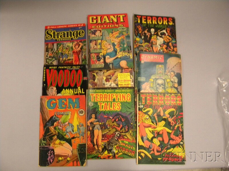 Fourteen Assorted Golden Age Fantasy, Jungle, and : Fourteen Assorted Golden Age Fantasy, Jungle, and Voodoo Comics, 1945-1953, Gem, Spotlight, no. 1; Dynamic Comics, Flying Cadet, no. 13; Thrilling Comics, Standard, no. 65; Giant Comics</
