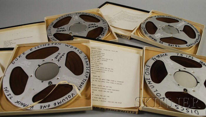 Eleven Duke Ellington Reel-to-Reel Recordings and : Eleven Duke Ellington Reel-to-Reel Recordings and Thirteen Assorted Vintage Pre-recorded Reel-to-Reel Tapes, including four "Duke Ellington V-Discs, World and Capitol Records Transcriptions" and seven
