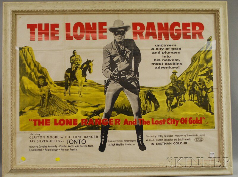 Lone Ranger and The Lost City of Gold Movie Poster: Lone Ranger and The Lost City of Gold Movie Poster, 1958, United Artists, England, one-sheet, framed.