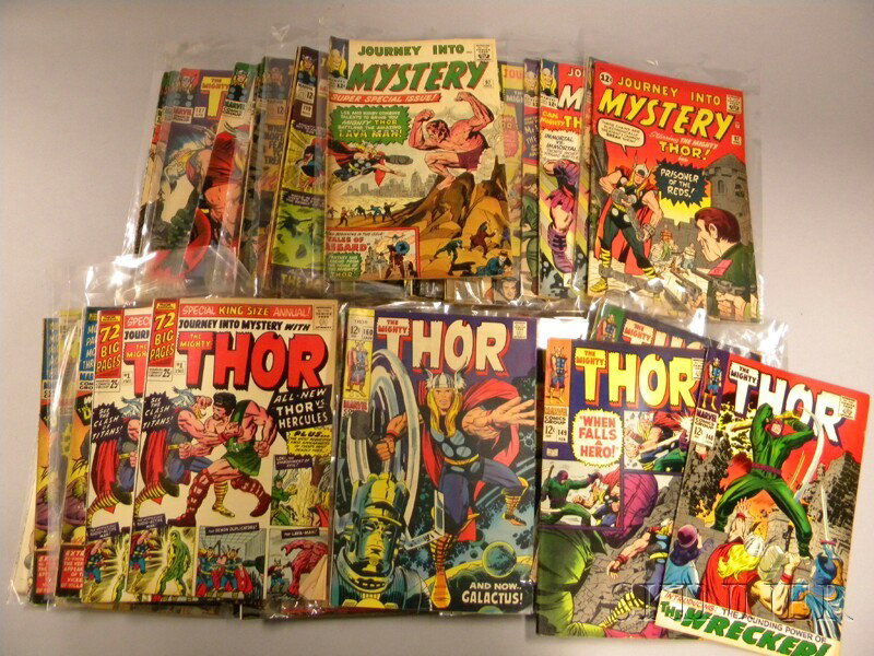 Twenty-eight Silver Age Journey Into Mystery Starr: Twenty-eight Silver Age Journey Into Mystery Starring The Mighty Thor, and Forty-seven Silver Age The Mighty Thor, Marvel Comics, 1962-1971, issue range no. 87-123 and no. 126-185, Kin