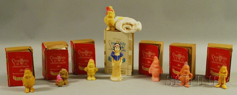 Set of Disney's Snow White and the Seven Dwarfs Fi: Set of Disney's Snow White and the Seven Dwarfs Figural Soap Set, c. 1933, Disney Enterprises/Lightfoot Schultz Co., New York, seven with original boxes, (Doc lacking box, some varying wear), approx.