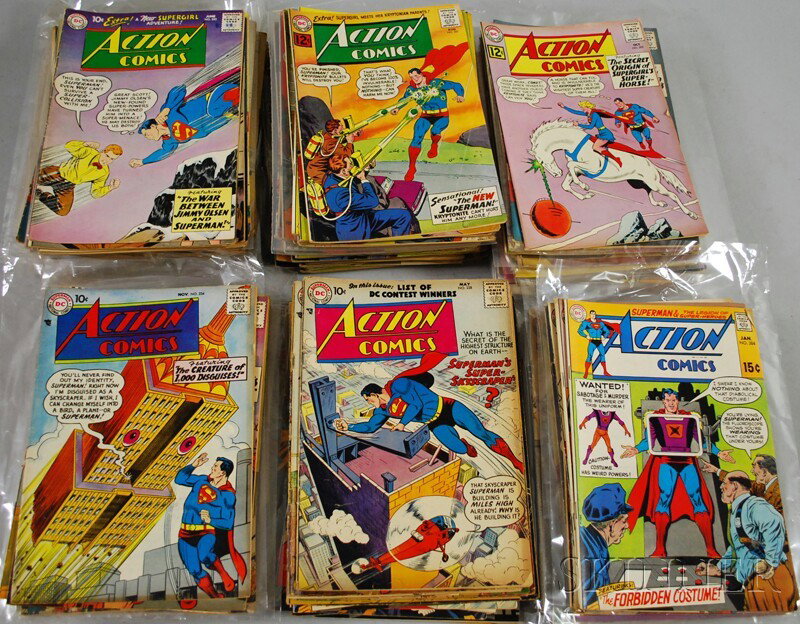 Approximately 220 Silver Age Action Comics, DC Com: Approximately 220 Silver Age Action Comics, DC Comics, 1956-1970, issue range no. 214-384.