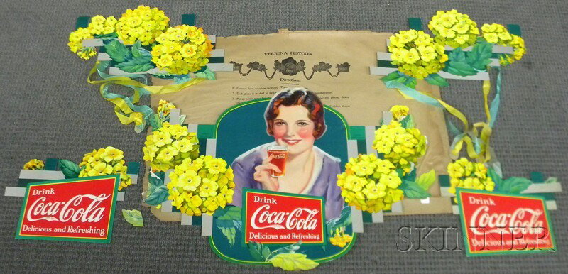 Coca-Cola Die-cut Cardboard Verbena Festoon, 1932,: Coca-Cola Die-cut Cardboard Verbena Festoon, 1932, with original wrap.
