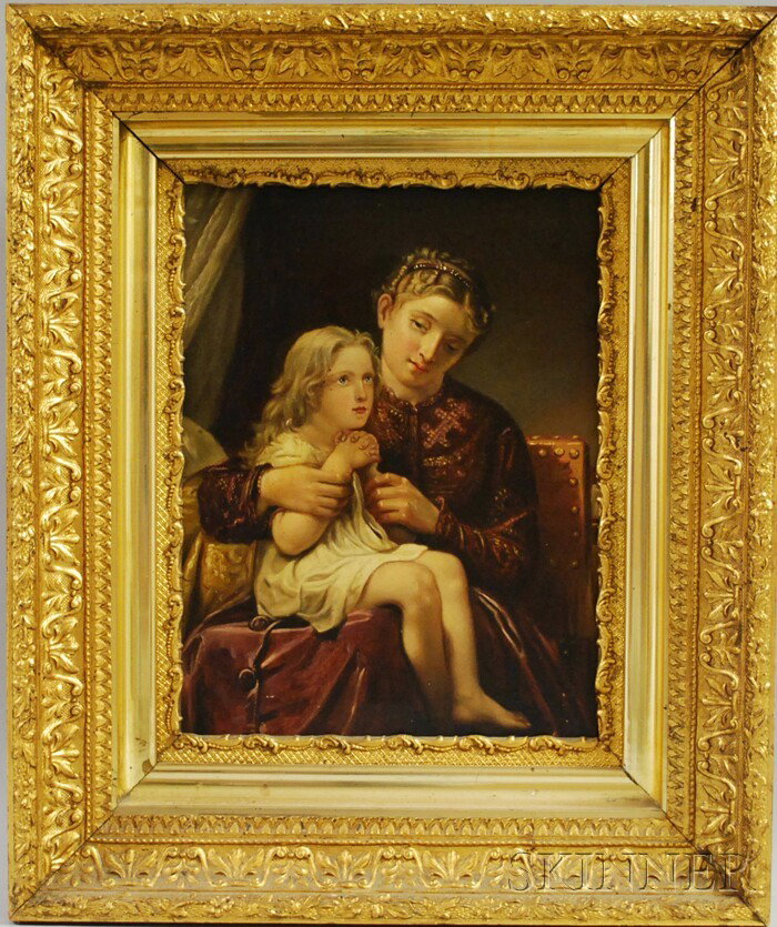 Anglo/American School, 19th Century Mother and Chi: Anglo/American School, 19th Century Mother and Child. Unsigned. Oil on canvas, 16 x 12 1/4 in., framed. Condition: Scattered paint losses, craquelure, old retouch, surface grime.