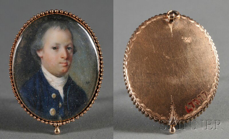 Henry Pelham, After John Singleton Copley (America: Henry Pelham, After John Singleton Copley (American, 1749-1806) Portrait Miniature of Adam Babcock. Signed "HP" l.r. Watercolor on ivory, c. 1774, oval bust-length portrait of the gentleman wearing a