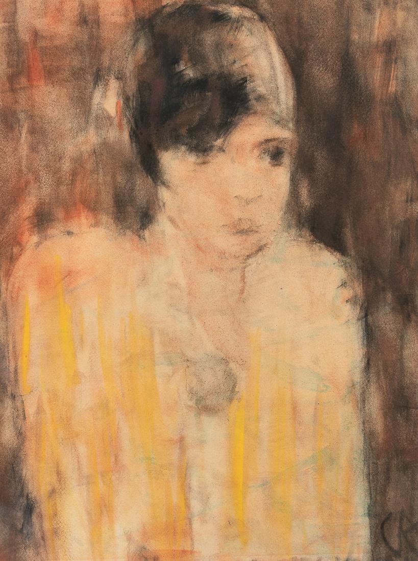 Christian Rohlfs (German, 1849-1938) The Flapper (framed 33 1/2 x 27 in): Christian Rohlfs (German, 1849-1938) The Flapper monogram signed 'CR' (lower right) watercolor and pastel on paper sight size 25 x 18 3/4 in (63.5 x 47.7 cm) framed 33 1/2 x 27 in Footno